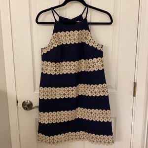 Navy and Gold Lily Shift Dress